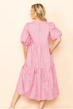 Blush Poplin Tiered Midi Dress