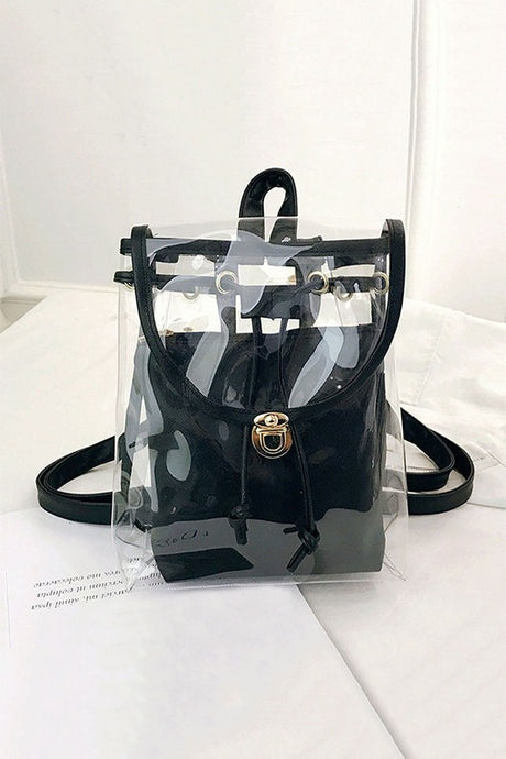 Black Solid Color Edge Clear Mini Backpack