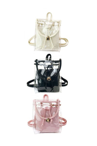 Beige Solid Color Edge Clear Mini Backpack