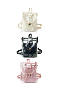 Beige Solid Color Edge Clear Mini Backpack