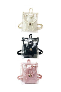 Black Solid Color Edge Clear Mini Backpack