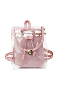Pink Solid Color Edge Clear Mini Backpack