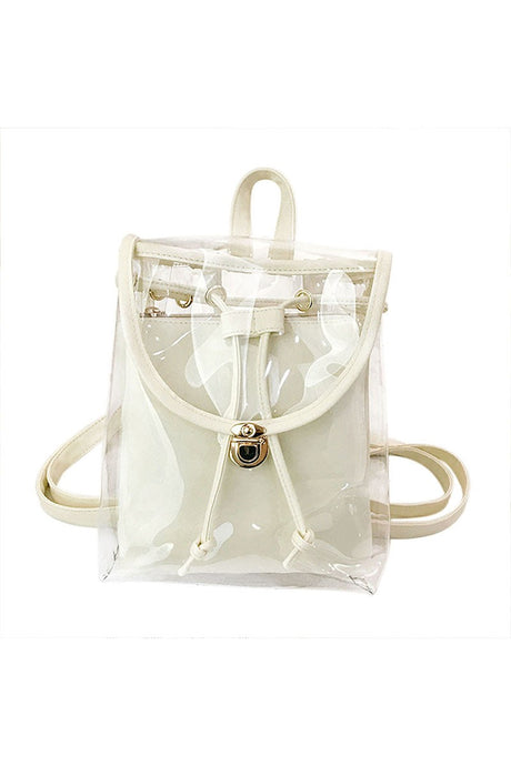Beige Solid Color Edge Clear Mini Backpack