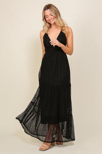 Black Boho Halter Tiered Lace Maxi Lined Dress Aquarius Brand Black Boho Halter Tiered Lace Maxi Lined Dress Aquarius Brand