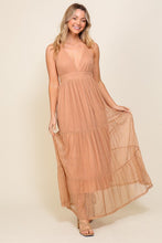 Blush Boho Halter Tiered Lace Maxi Lined Dress