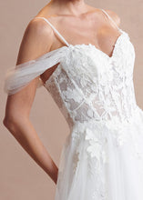 Off White Off Shoulder Sweetheart Illusion Top Wedding Gown