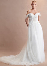 Off White Off Shoulder Sweetheart Illusion Top Wedding Gown