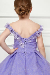 Lilac 3D Floral Off Shoulder Mini Quince Dress with Cape