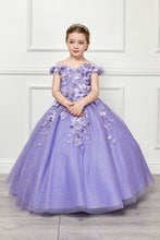 Lilac 3D Floral Off Shoulder Mini Quince Dress with Cape