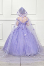 Lilac 3D Floral Off Shoulder Mini Quince Dress with Cape