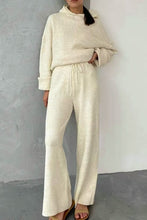 Cream Loungewear Knitted Hoodie And Pants 2pc Set