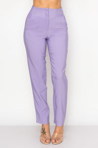 Lilac Solid High Waist Dress Pants