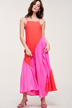 Fuchsia Red Color-block Maxi Dress