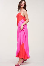 Fuchsia Red Color-block Maxi Dress