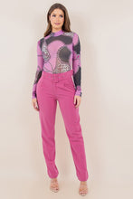 Chain With Animal Print Mock Neck Bodysuit