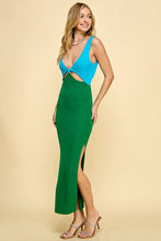 Blue/Green Color Block Sweater Dress