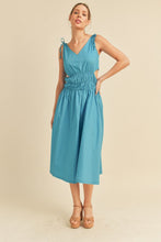 Neon Aqua Blue Midi Dress With Cut Out