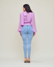 Lilac Long Sleeve Chiffon Blouse