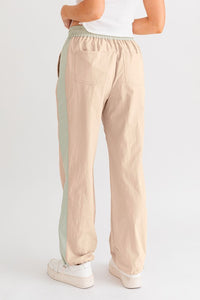 Beige-Sage High Waist Two Tone String Pants
