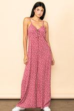 Berry Vintage Tiny Flower Pattern Wide Leg Jumpsuit
