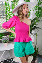 Fuchsia Woven One Shoulder Top