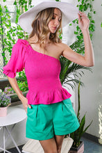 Fuchsia Woven One Shoulder Top