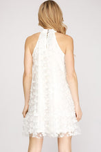 Off White Lace A Line Dress - 3d Butterfly Mesh Halter Dress
