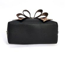 Black Leopard Bow Black Handbag