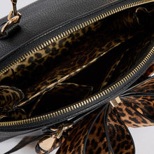 Black Leopard Bow Black Handbag