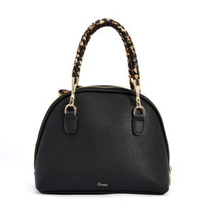 Black Leopard Bow Black Handbag