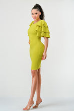 Lime Tiered Ruffle Sleeves Bodtiered Ruffle Sleeves Bodycon Dressycon Dress