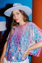 Pink Geometric Sequins Crop Top