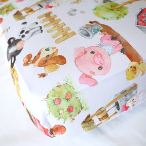 Standard Size Fitted Crib Sheet - Farm Animals