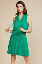 Kelly Green Pleated Smocking Detail Dress