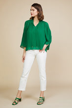 Kelly Green Pleated Smocked Detail Top