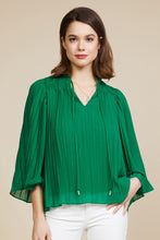 Kelly Green Pleated Smocked Detail Top