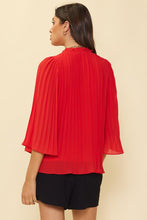Coral Red Pleated Smocked Detail Top