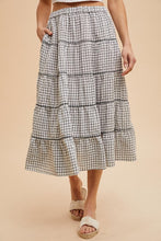 Off White Embroidered Tartan Elastic Midi Skirt