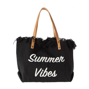 Black Summer Vibes Tote Handbag Purse