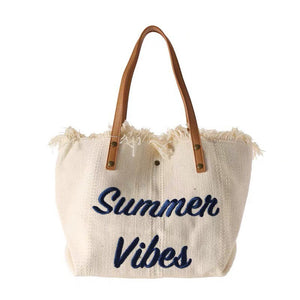 Cream/White Summer Vibes Tote Handbag Purse