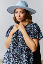 Black Velvet Sequin-Cotton Jersey Dress With Puff Sleeve