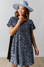 Black Velvet Sequin-Cotton Jersey Dress With Puff Sleeve