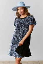 Black Velvet Sequin-Cotton Jersey Dress With Puff Sleeve