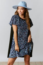 Black Velvet Sequin-Cotton Jersey Dress With Puff Sleeve