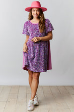 Lavender Velvet Sequin-Cotton Jersey Dress With Puff Sleeve