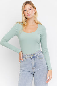 Sage Long Sleeve Square Neck Bodysuit