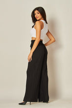 Black Pleated Wide Leg Paperback Self Tie Pants