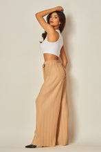 Khaki Pleated Wide Leg Paperback Self Tie Pants