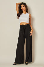 Black Pleated Wide Leg Paperback Self Tie Pants