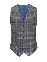 Grey Men's Slim-Fit 3PC Check Plaid Suit - Short